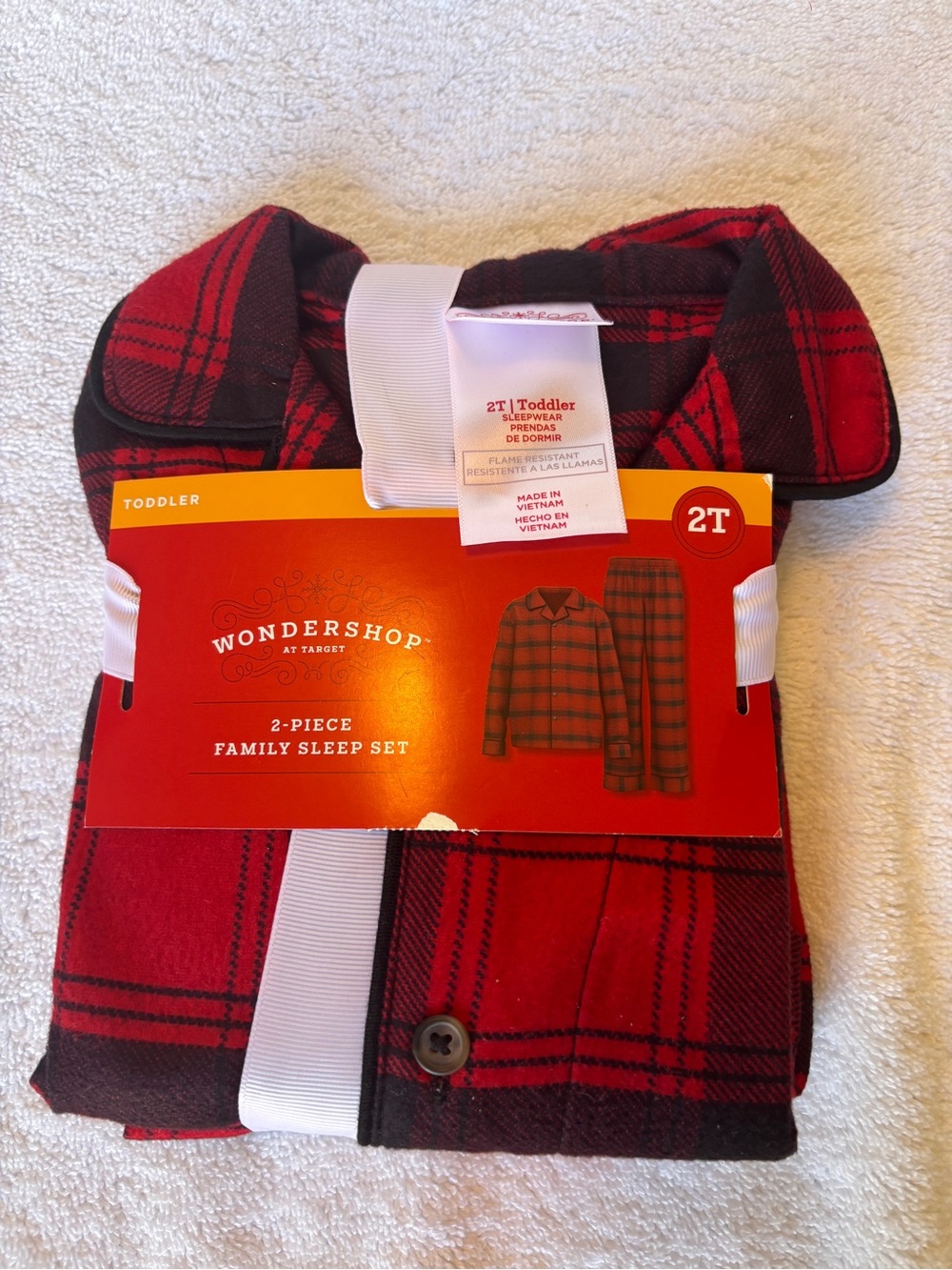 Wondershop Red & Black Plaid Toddler 2T Sleep Set. NEW